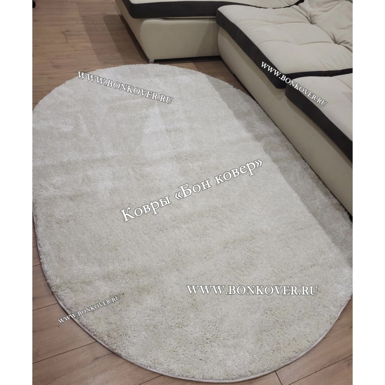 Белый Овальный Ковер С Длинным Ворсом