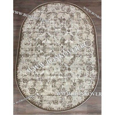 Ковер в гостиную дизайн 20 Бежево-коричневый Овал new