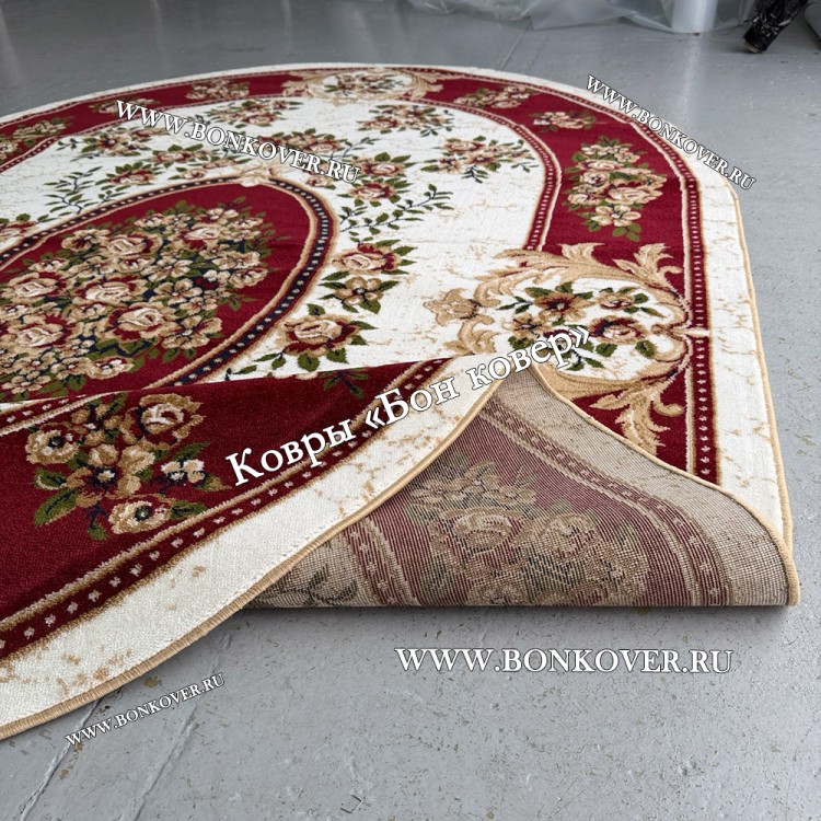 РОССИЙСКИЙ ЖАККАРДОВЫЙ КОВЕР КРАСНЫЙ МЕДАЛЬОН ОВАЛЬНЫЙ